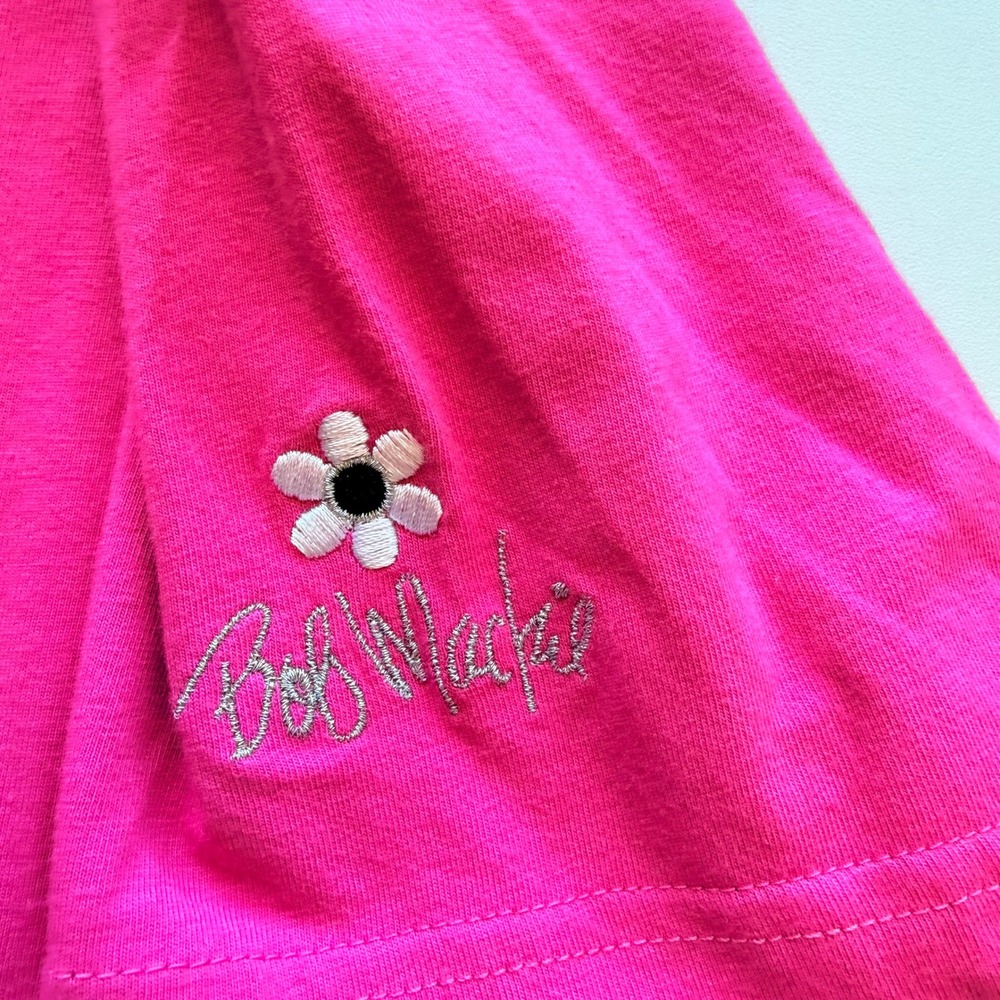 Bob Mackie Women Embroidered Flower Short Sleeve T-Shirt S Hot Pink Wearable Art - Picture 6 of 13